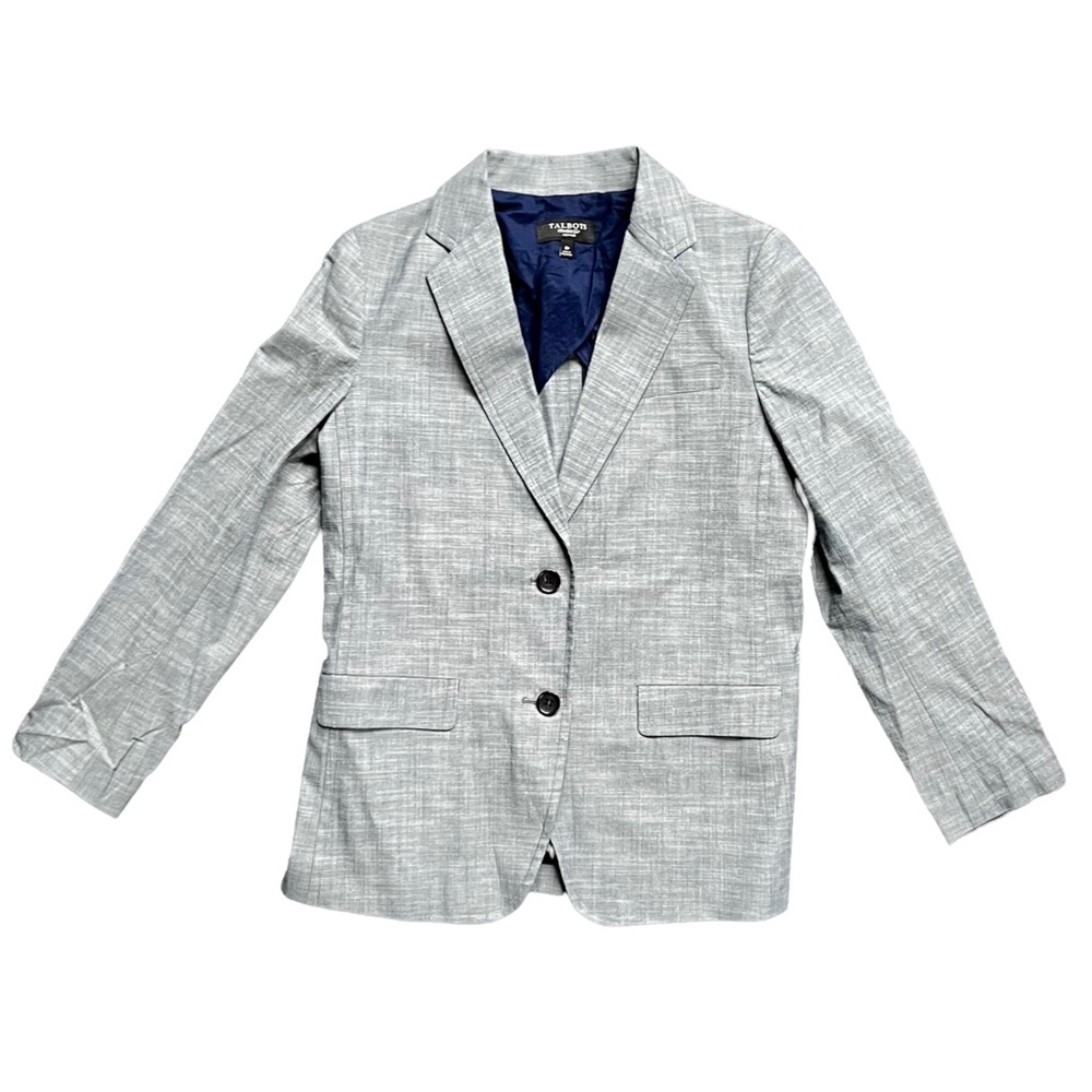 Talbots Beautiful Marled Career Business Casual Light Grey Blazer Jacket EUC 8P